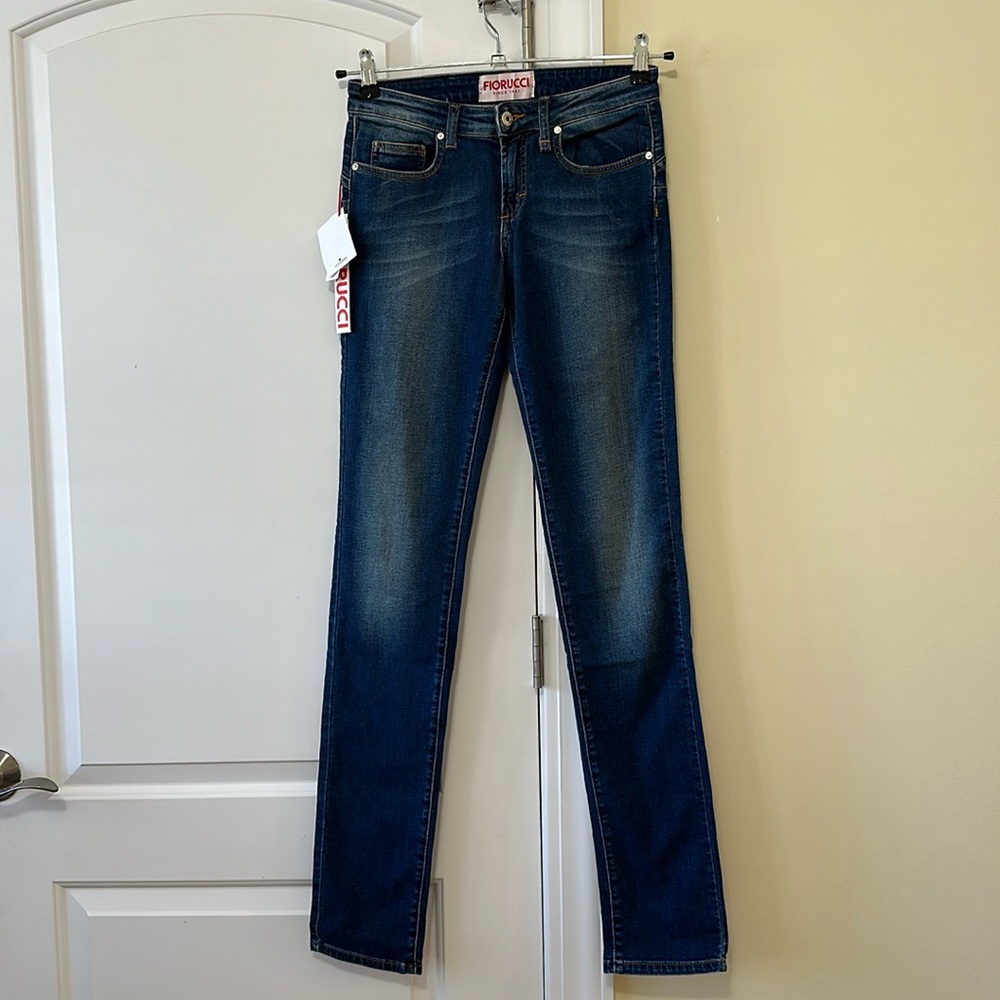 NWT Fiorucci Italy Push Up Jeans by Naomi Campbell Mid Blue 26